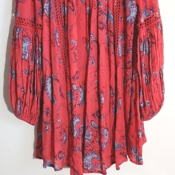 Free People Just The Two Of Us Printed Tunic Pink/Red Size Small - Picture 8 of 16